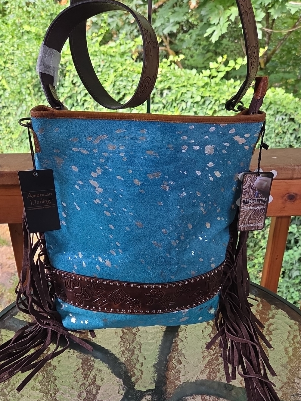 NWT American Darling Hand Tooled Concealed Carry Cross Body Bag.